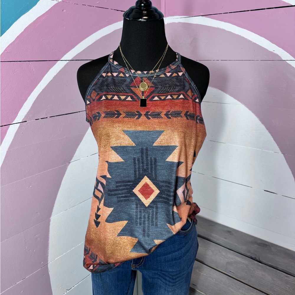 Boutique Brand Aztec Print High Neck Tank Top 💗